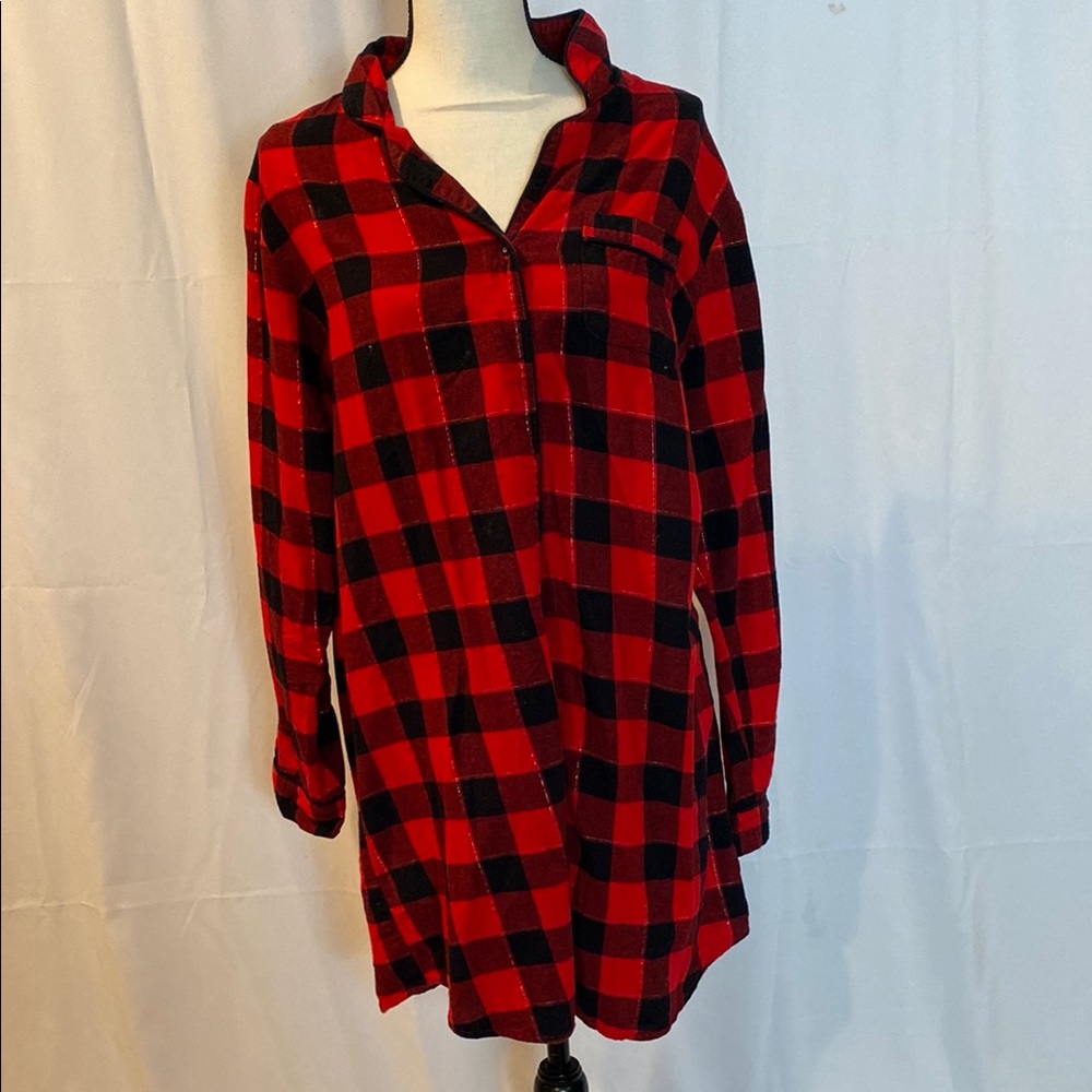 Stars Above Red and Black Plaid Pajama Shirt